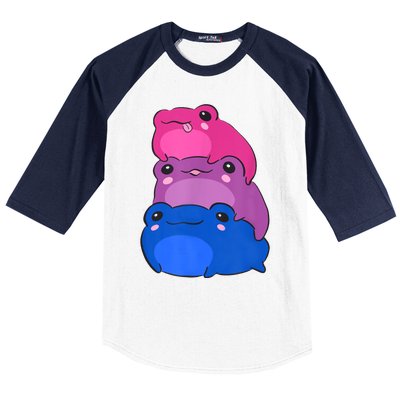 Bisexual Flag Color Frogs Subtle Bi Pride Lgbtq Aesthetic Baseball Sleeve Shirt