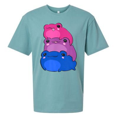 Bisexual Flag Color Frogs Subtle Bi Pride Lgbtq Aesthetic Sueded Cloud Jersey T-Shirt