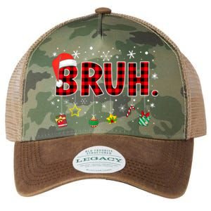 Bruh Funny Christmas Red Plaid Xmas Pajamas Legacy Tie Dye Trucker Hat