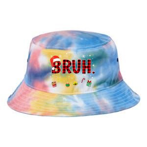 Bruh Funny Christmas Red Plaid Xmas Pajamas Tie Dye Newport Bucket Hat