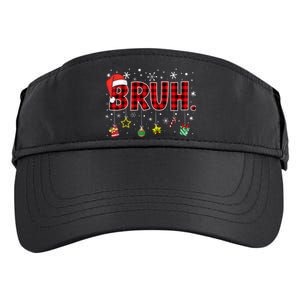 Bruh Funny Christmas Red Plaid Xmas Pajamas Adult Drive Performance Visor