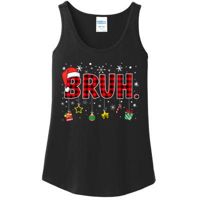 Bruh Funny Christmas Red Plaid Xmas Pajamas Ladies Essential Tank