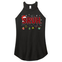 Bruh Funny Christmas Red Plaid Xmas Pajamas Women's Perfect Tri Rocker Tank