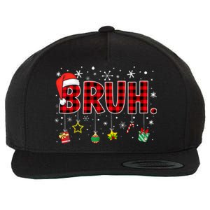 Bruh Funny Christmas Red Plaid Xmas Pajamas Wool Snapback Cap