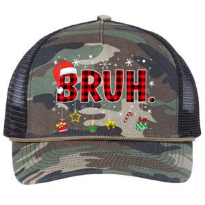 Bruh Funny Christmas Red Plaid Xmas Pajamas Retro Rope Trucker Hat Cap