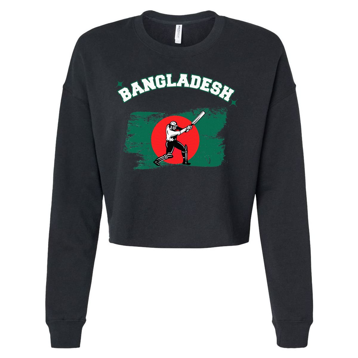 Bangladesh Flag Cricket Jersey Fans Player Cropped Pullover Crew