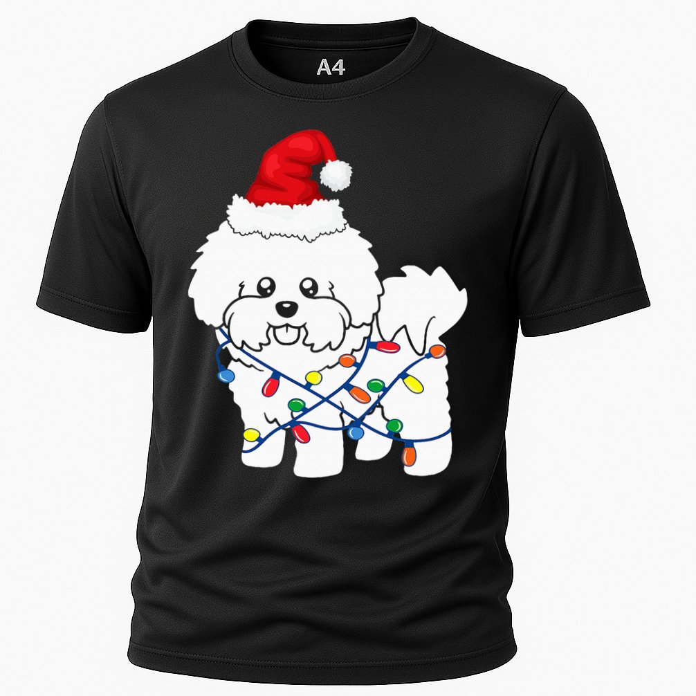 Bichon Frise Christmas Light Funny Dog Lover Gift Cooling Performance Crew T-Shirt
