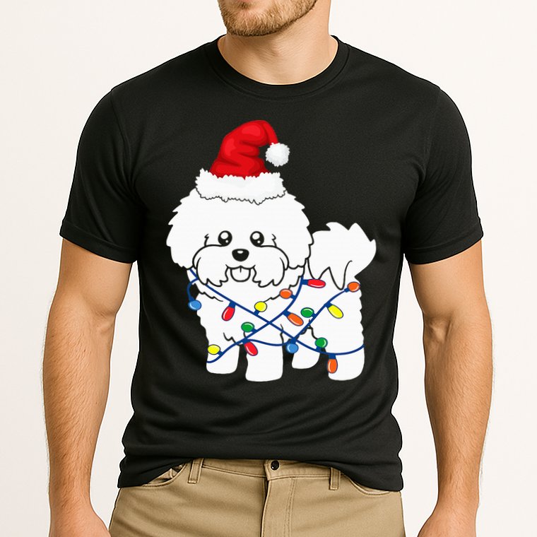 Bichon Frise Christmas Light Funny Dog Lover Gift Cooling Performance Crew T-Shirt