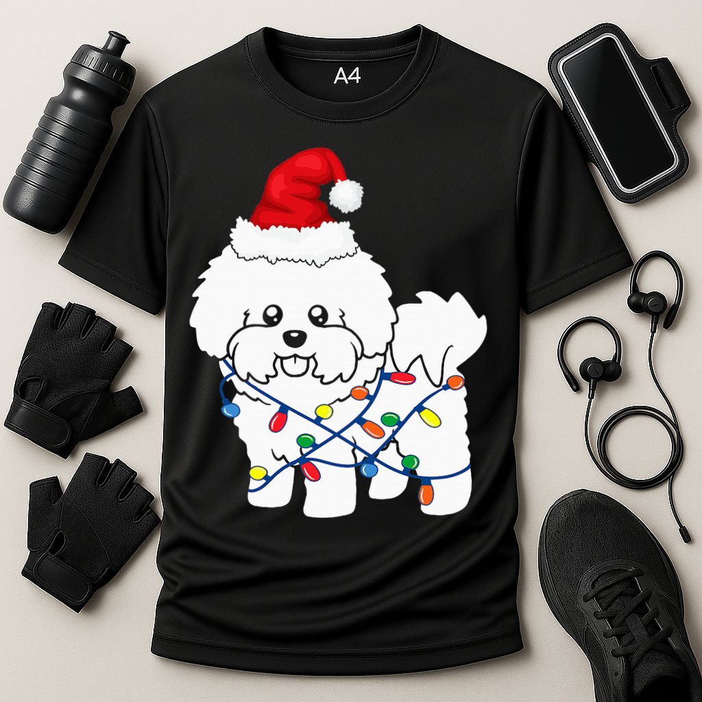 Bichon Frise Christmas Light Funny Dog Lover Gift Cooling Performance Crew T-Shirt
