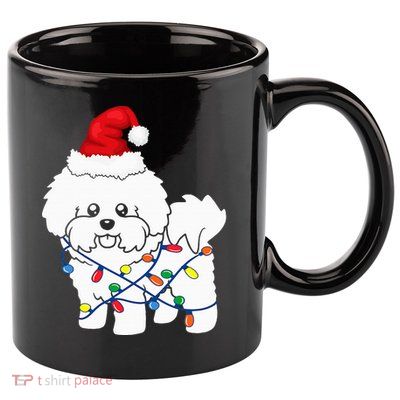Bichon Frise Christmas Light Funny Dog Lover Gift 11oz C Handle Ceramic Mug