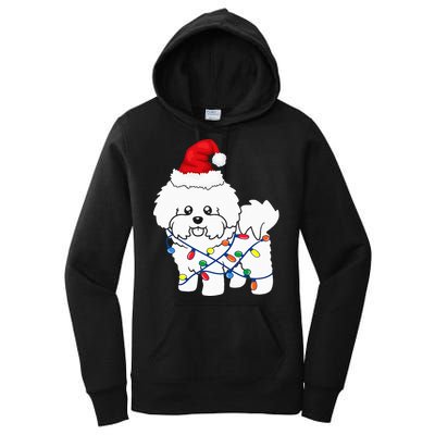 Bichon Frise Christmas Light Funny Dog Lover Gift Women's Pullover Hoodie