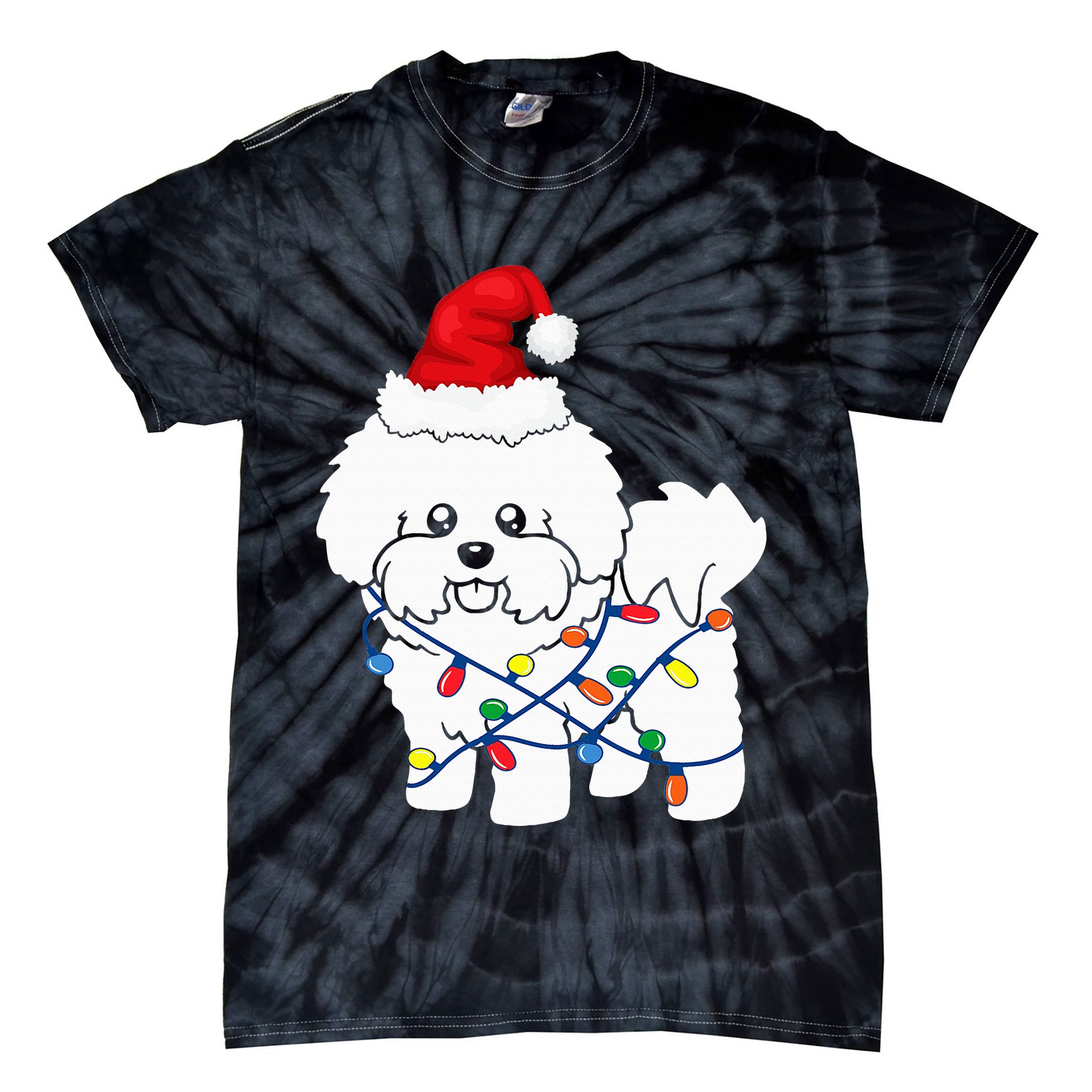 Bichon Frise Christmas Light Funny Dog Lover Gift Tie-Dye T-Shirt