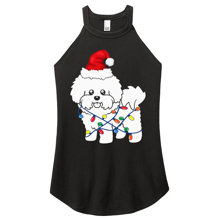 Bichon Frise Christmas Light Funny Dog Lover Gift Women's Perfect Tri Rocker Tank