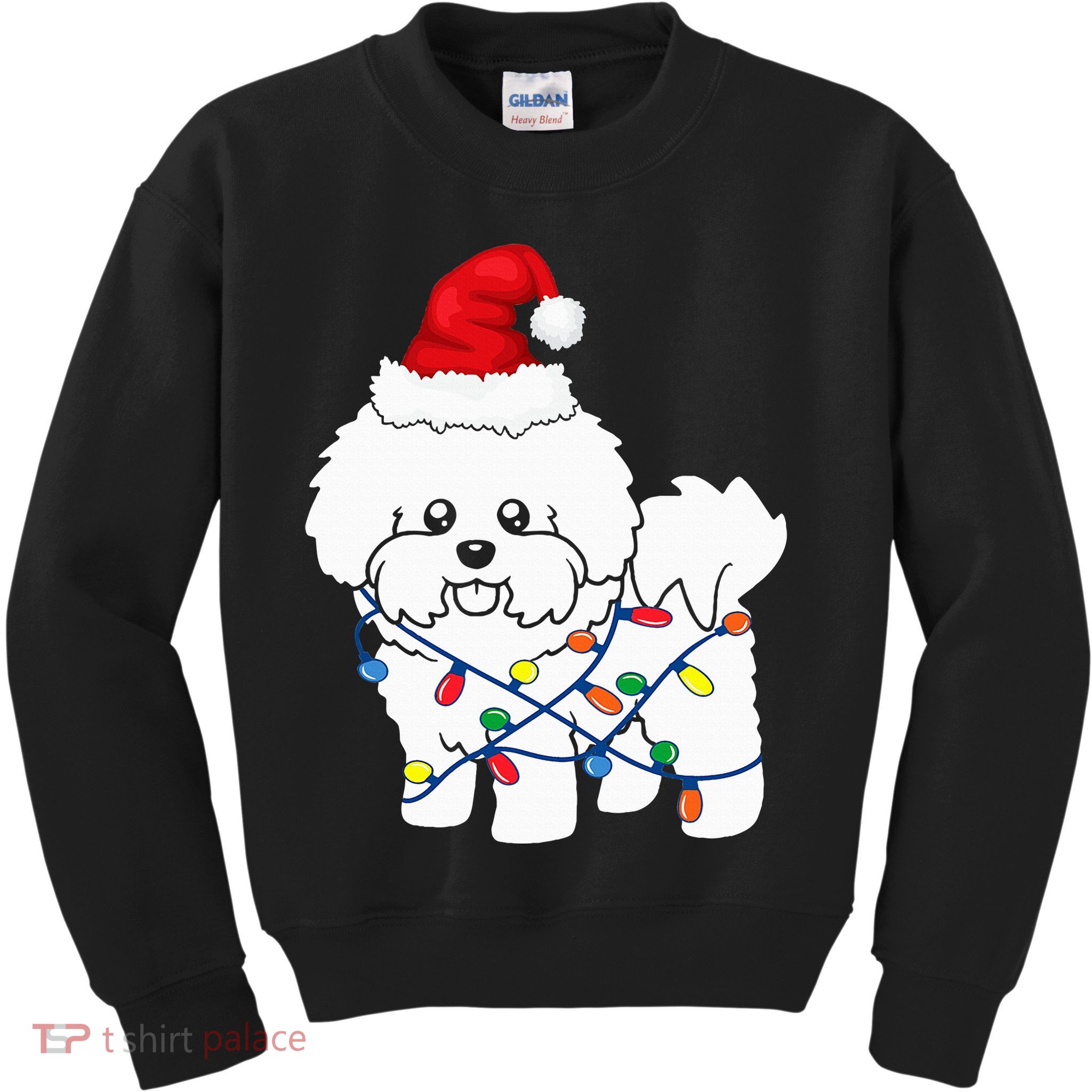 Bichon Frise Christmas Light Funny Dog Lover Gift Kids Sweatshirt