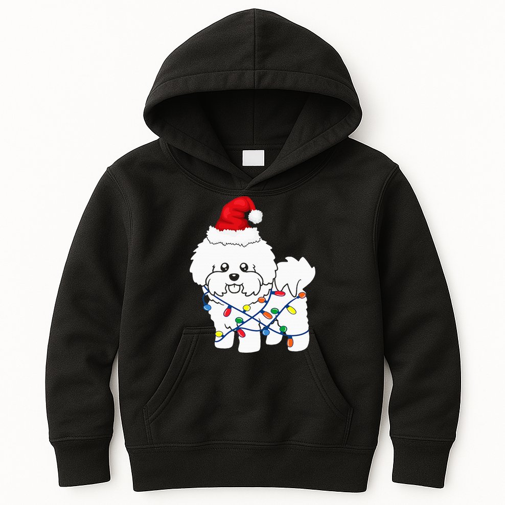 Bichon Frise Christmas Light Funny Dog Lover Gift Kids Hoodie