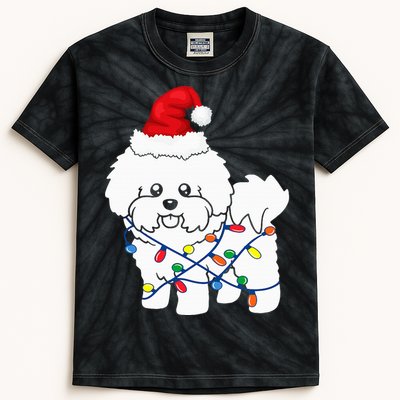 Bichon Frise Christmas Light Funny Dog Lover Gift Kids Tie-Dye T-Shirt