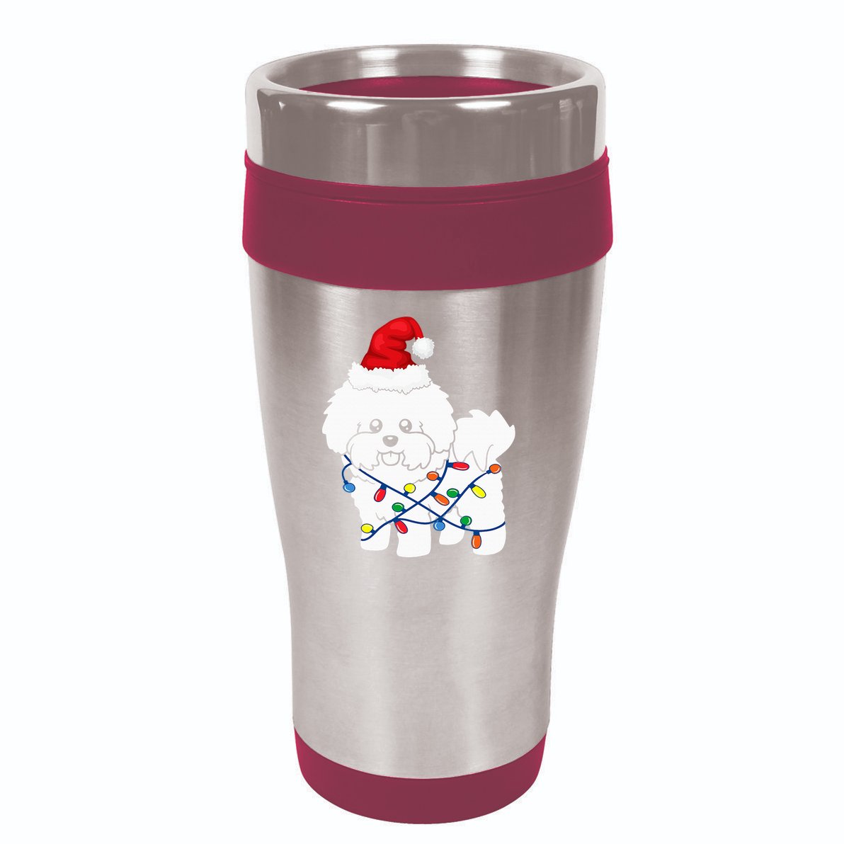 Bichon Frise Christmas Light Funny Dog Lover Gift 16oz Travel Tumbler