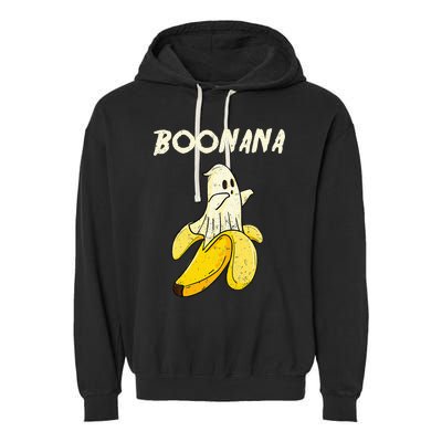 Boonana Funny Cute Banana Ghost Halloween Banana Lover Gifts Garment-Dyed Fleece Hoodie