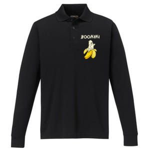 Boonana Funny Cute Banana Ghost Halloween Banana Lover Gifts Performance Long Sleeve Polo