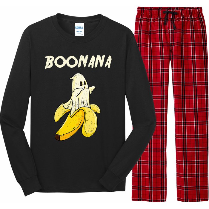 Boonana Funny Cute Banana Ghost Halloween Banana Lover Gifts Long Sleeve Pajama Set