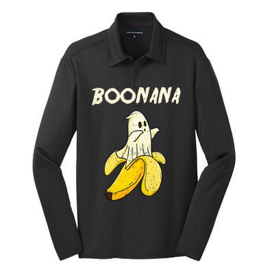 Boonana Funny Cute Banana Ghost Halloween Banana Lover Gifts Silk Touch Performance Long Sleeve Polo