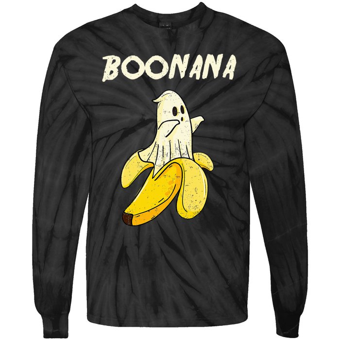 Boonana Funny Cute Banana Ghost Halloween Banana Lover Gifts Tie-Dye Long Sleeve Shirt