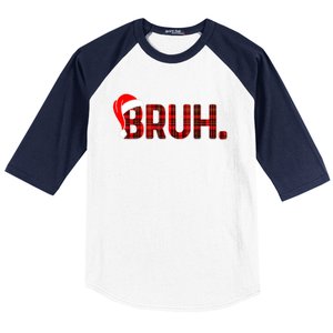 Bruh Funny Christmas Plaid Teens Xmas Pajamas Baseball Sleeve Shirt