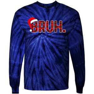 Bruh Funny Christmas Plaid Teens Xmas Pajamas Tie-Dye Long Sleeve Shirt