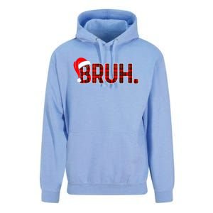 Bruh Funny Christmas Plaid Teens Xmas Pajamas Unisex Surf Hoodie