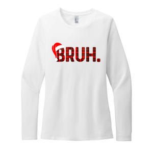 Bruh Funny Christmas Plaid Teens Xmas Pajamas Womens CVC Long Sleeve Shirt