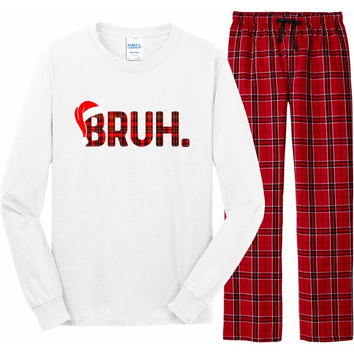 Bruh Funny Christmas Plaid Teens Xmas Pajamas Long Sleeve Pajama Set