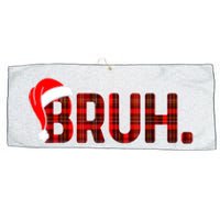 Bruh Funny Christmas Plaid Teens Xmas Pajamas Large Microfiber Waffle Golf Towel