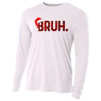 Bruh Funny Christmas Plaid Teens Xmas Pajamas Cooling Performance Long Sleeve Crew