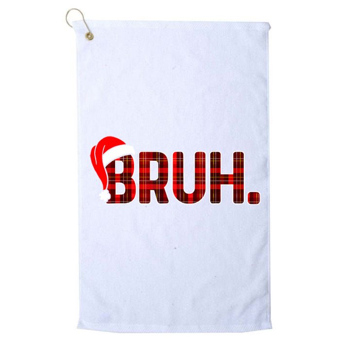 Bruh Funny Christmas Plaid Teens Xmas Pajamas Platinum Collection Golf Towel