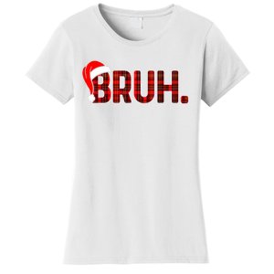 Bruh Funny Christmas Plaid Teens Xmas Pajamas Women's T-Shirt