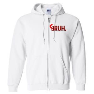 Bruh Funny Christmas Plaid Teens Xmas Pajamas Full Zip Hoodie