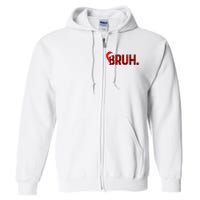 Bruh Funny Christmas Plaid Teens Xmas Pajamas Full Zip Hoodie