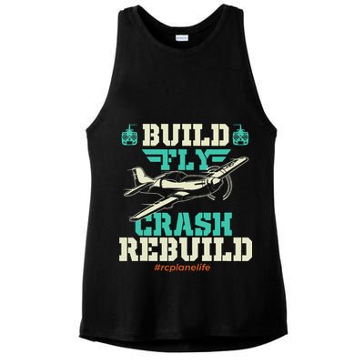 Build Fly Crash Rebuild RC Airplane Pilot RC Plane Ladies PosiCharge Tri-Blend Wicking Tank