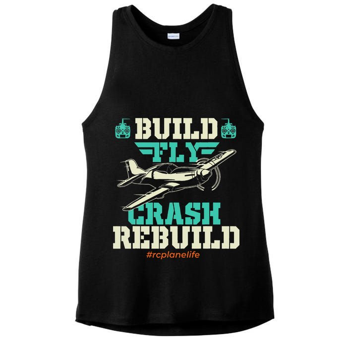 Build Fly Crash Rebuild RC Airplane Pilot RC Plane Ladies PosiCharge Tri-Blend Wicking Tank