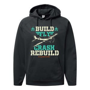 Build Fly Crash Rebuild RC Airplane Pilot RC Plane Performance Fleece Hoodie