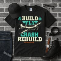 Build Fly Crash Rebuild RC Airplane Pilot RC Plane Tall T-Shirt