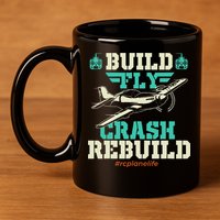 Build Fly Crash Rebuild RC Airplane Pilot RC Plane 11oz C Handle Ceramic Mug