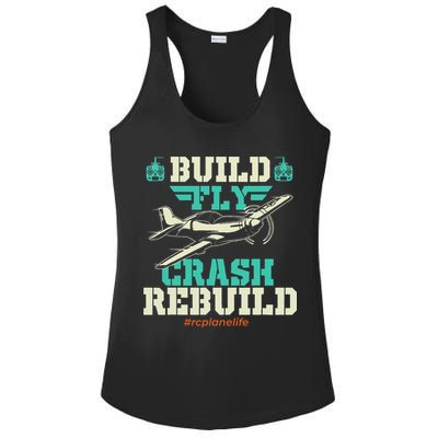 Build Fly Crash Rebuild RC Airplane Pilot RC Plane Ladies PosiCharge Competitor Racerback Tank