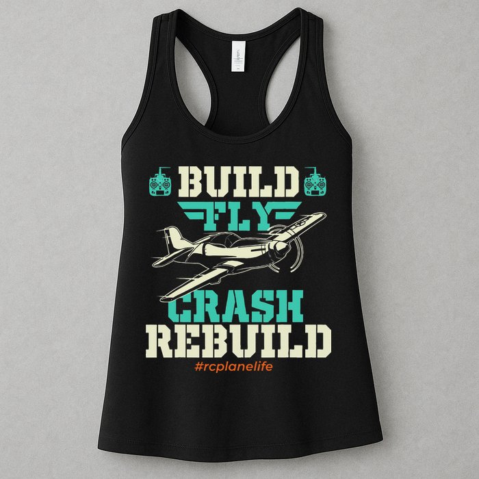 Build Fly Crash Rebuild RC Airplane Pilot RC Plane Womens Tank Top