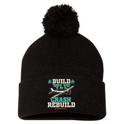 Build Fly Crash Rebuild RC Airplane Pilot RC Plane Pom Pom 12in Knit Beanie