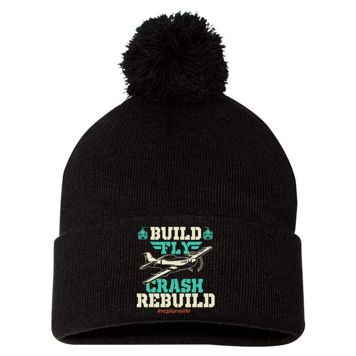 Build Fly Crash Rebuild RC Airplane Pilot RC Plane Pom Pom 12in Knit Beanie