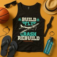 Build Fly Crash Rebuild RC Airplane Pilot RC Plane Tank Top