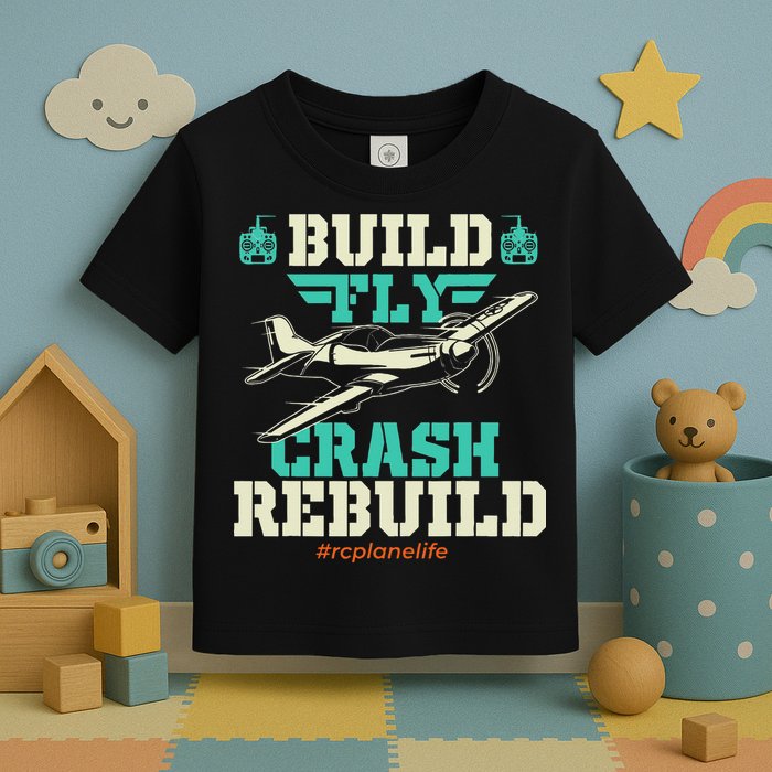 Build Fly Crash Rebuild RC Airplane Pilot RC Plane Toddler T-Shirt
