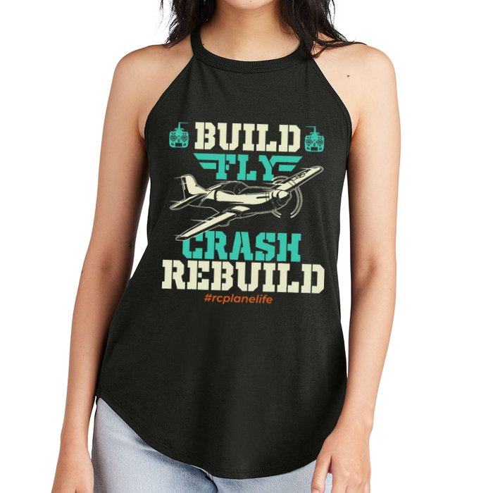Build Fly Crash Rebuild RC Airplane Pilot RC Plane Women's Perfect Tri Rocker Tank
