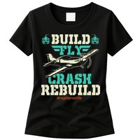 Build Fly Crash Rebuild RC Airplane Pilot RC Plane Womens T-Shirt